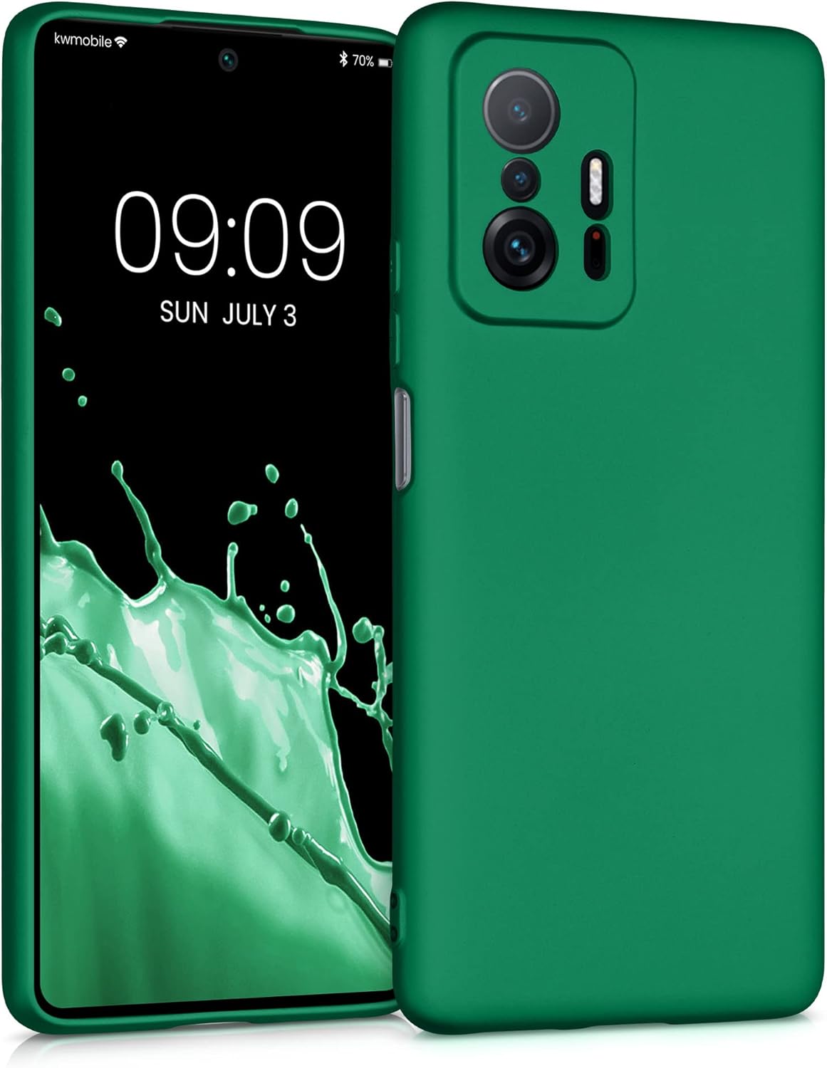 kwmobile Carcasa Compatible con Xiaomi 11T / 11T Pro - Funda de Silicona para móvil - Cover Trasero en Verde metálico
