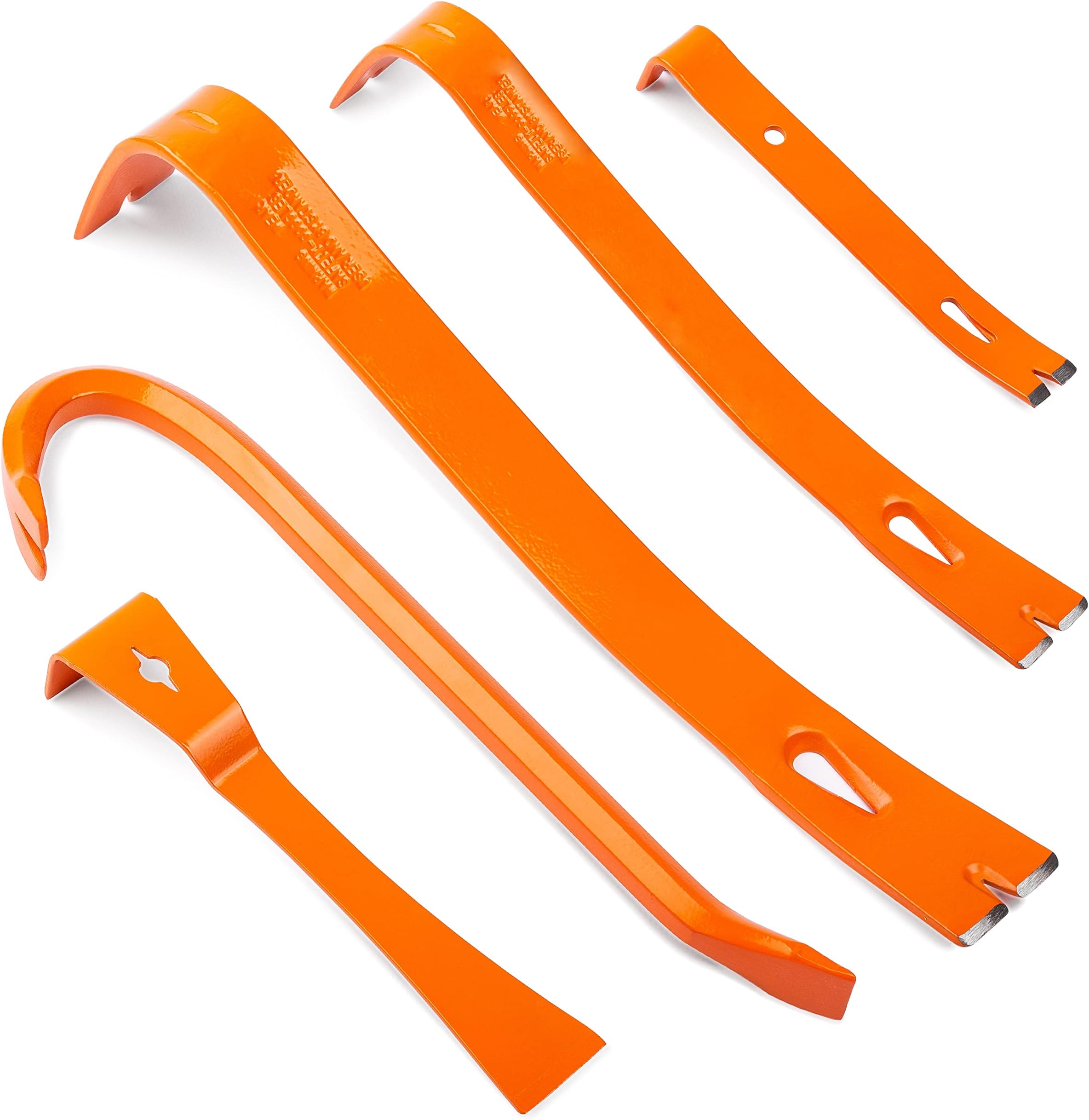 BLACK+DECKER Pry Bar Set, Flat Bar, Hex Wrecking Bar, and Scraper Bar, 5 Piece (BDHT55001)