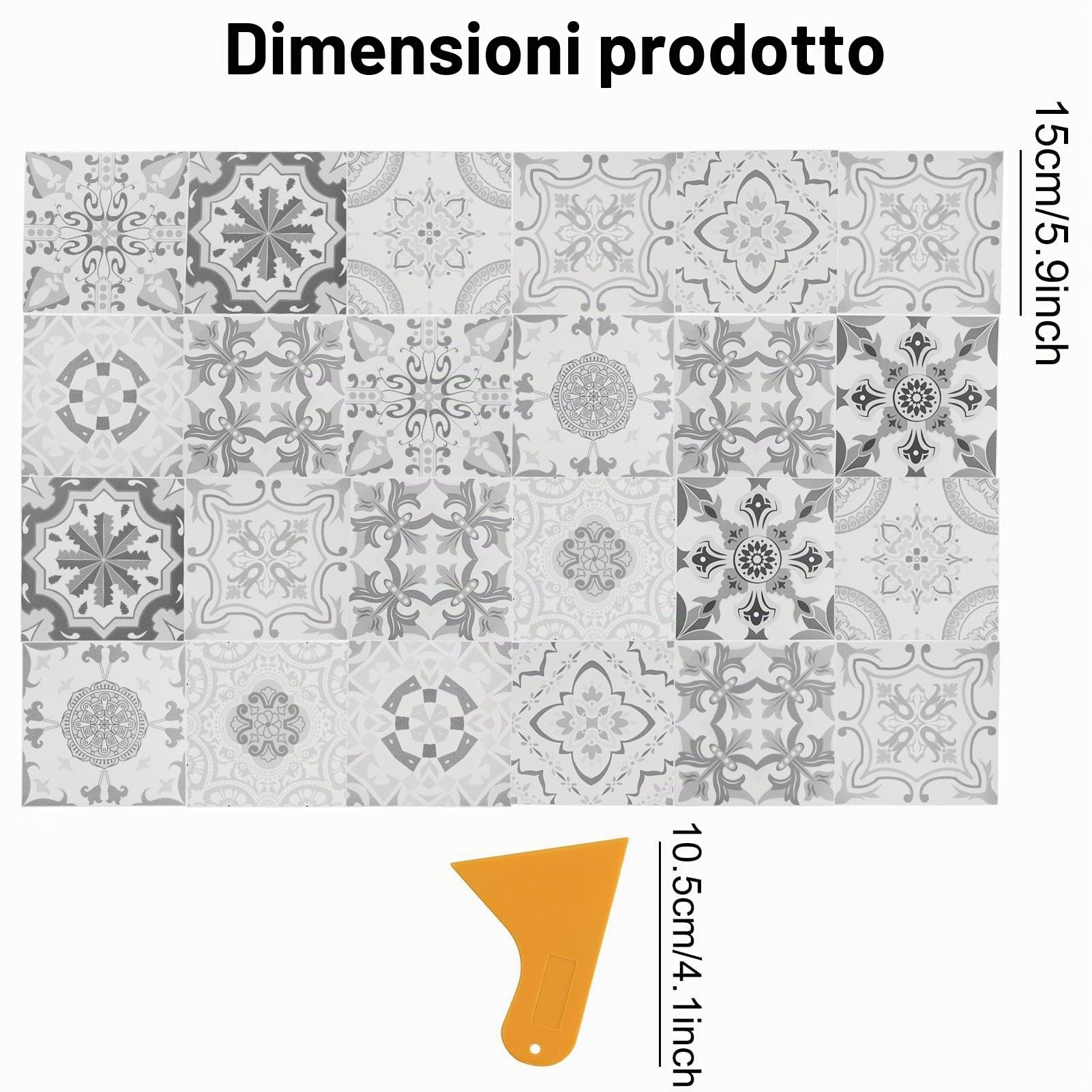 24 pezzi Adesivi per Piastrelle Bianco e Grigio, 15 x 15CM, Piastrelle Adesive Cucina, piastrelle adesive da incollare, piastrelle da cucina