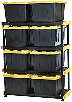 BLACKYELLOW CX Heavy Duty Garage Shelving Unit with 8-Pack 27 Gallon Totes - Black & Yellow Storage System
