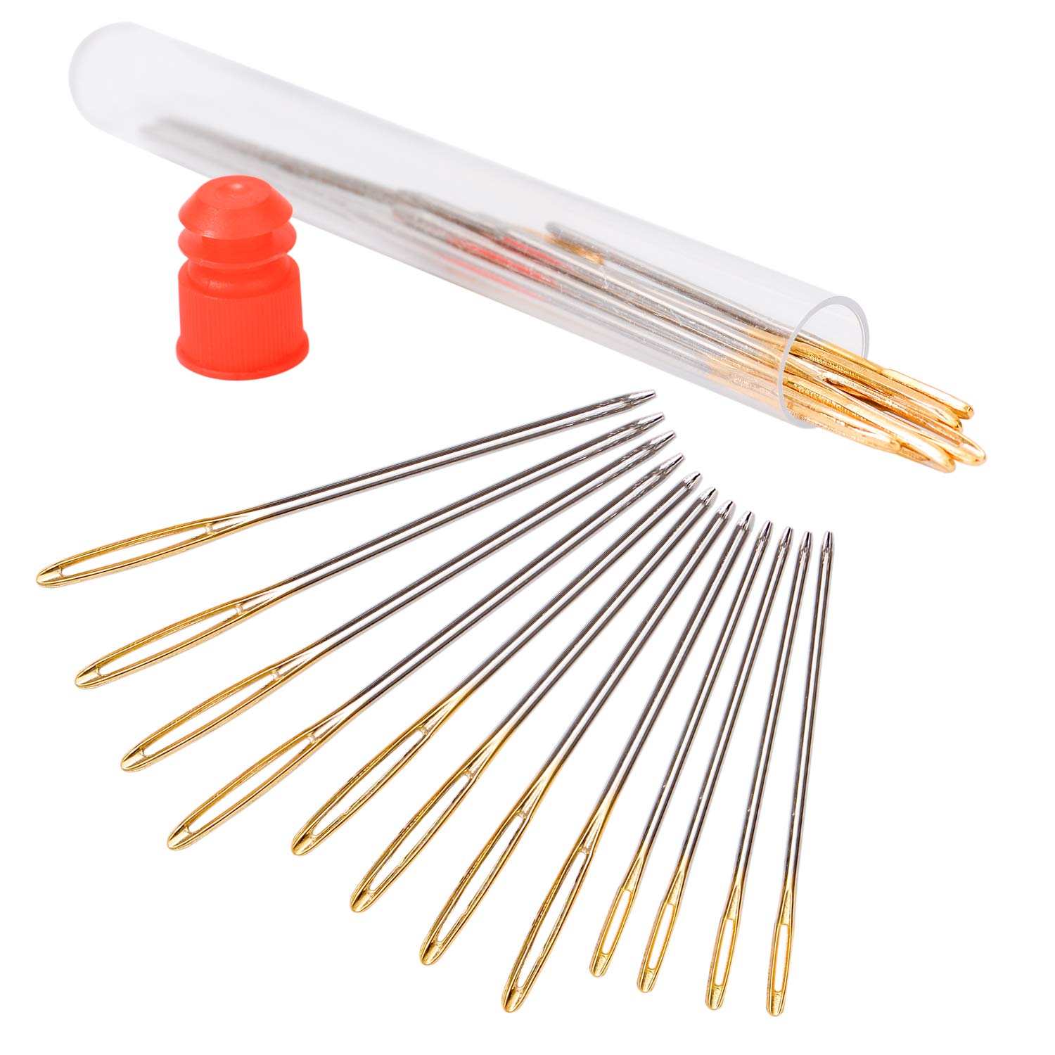 Aghi Per Cucire A Occhio Grande - Set 9 Pezzi In Acciaio, 5.3-7 Cm, Con Bottiglia Portaaghi - Foto 7