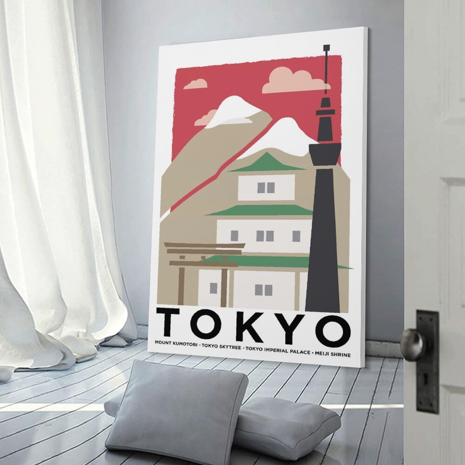 Junmoney Tokyo Travel (2) Decorative Wall Artwork, 24x36inch(60x90cm), for Home Lounge, Bedroom Or Reading Nook, Eye Catching Artwork for Blank Walls