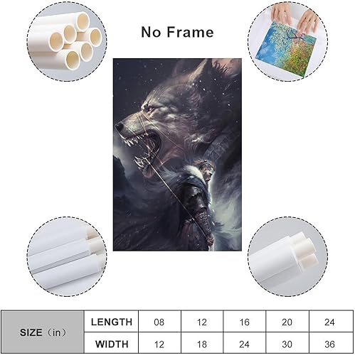 Miniatura 2 de Póster de dioses de la mitología nórdica griega Fenrir Dios Tyr Set Póster de lienzo para pared, impresiones de fotos colgantes, idea de regalo,