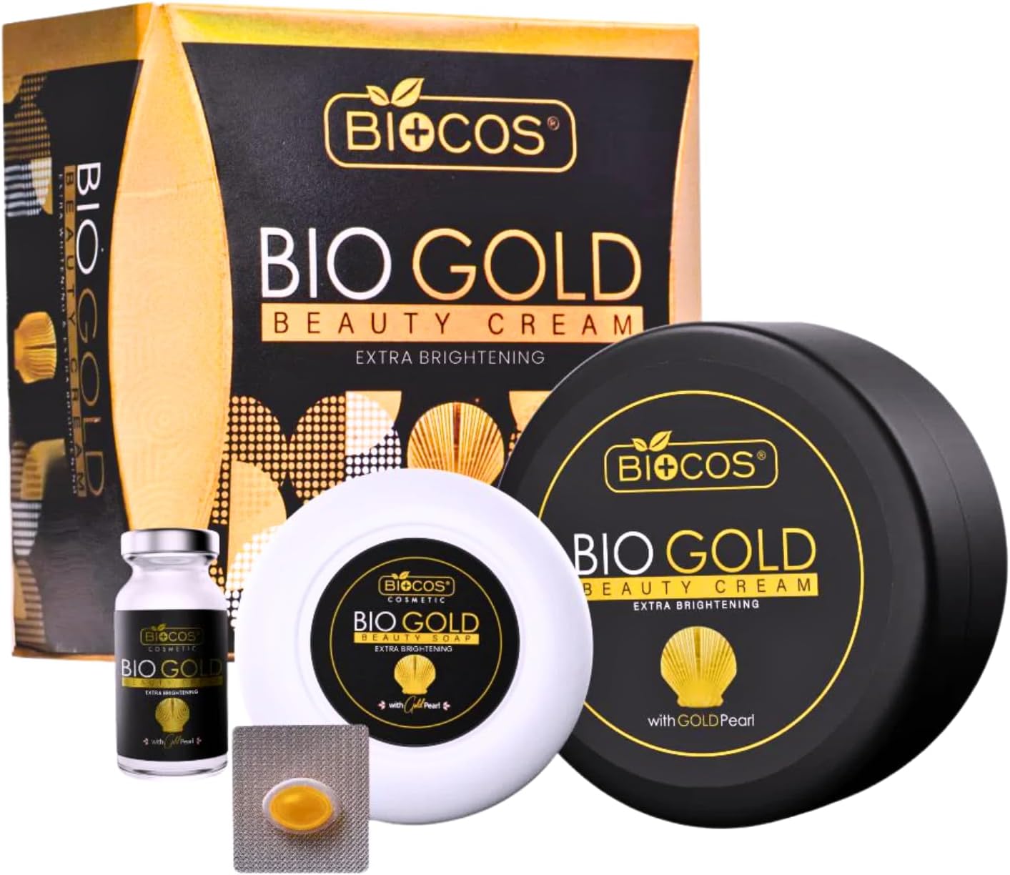BIOCOS Bio Gold Beauty Cream Extra Whitening Brightening Gold Pearl 4 in 1 Cream Magic Night Cream