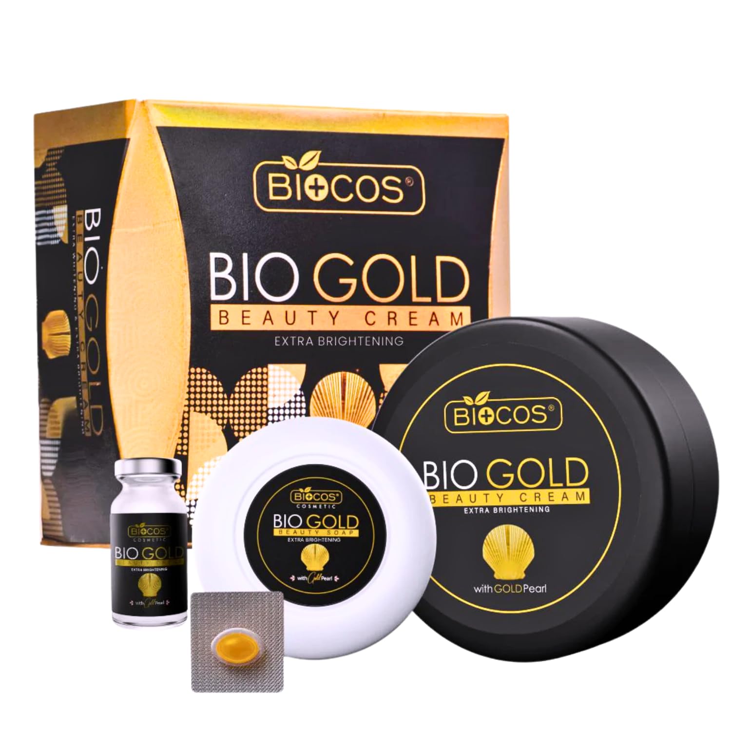 BIOCOS Bio Gold Beauty Cream Extra Whitening Brightening Gold Pearl 4 in 1 Cream Magic Night Cream