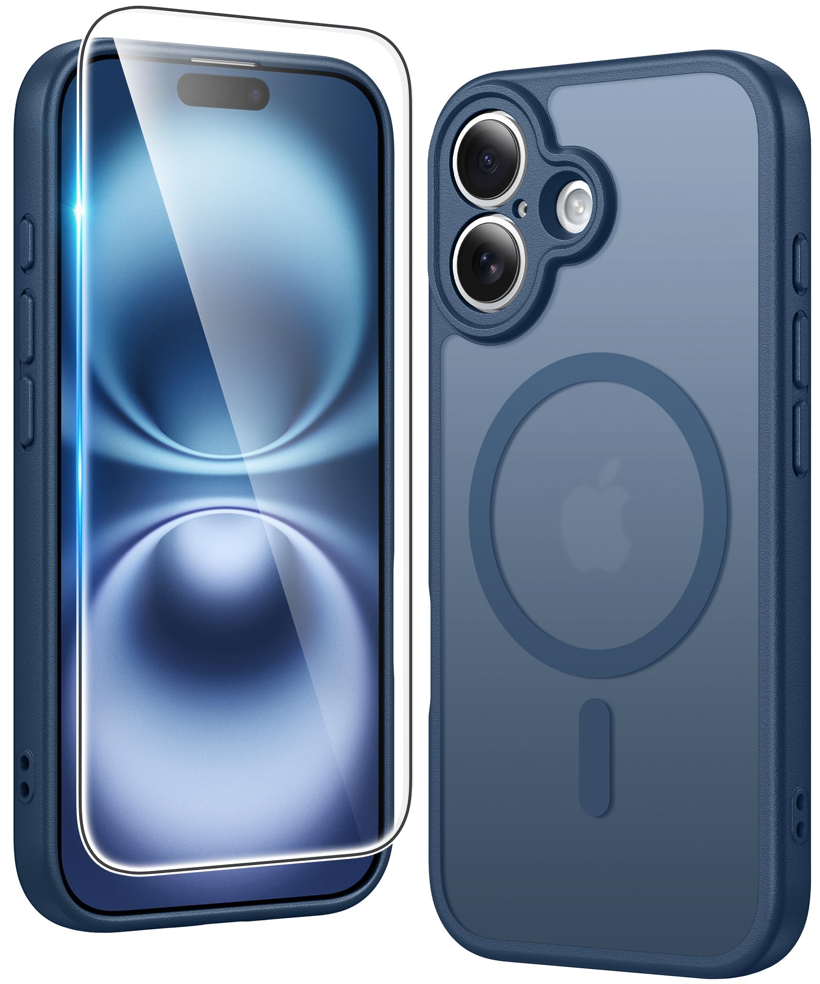 FNTCASE for iPhone 16 Plus Case Compatible with Magsafe Matte Phonecase | Screen Protector, Military Grade Drop Protection, Slim Magnetic Phone Cases, Shockproof Bumper, Translucent Cell Cover