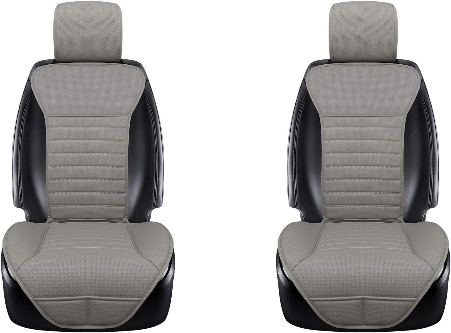 2-Pack Gray PU Leather Car Seat Cover
