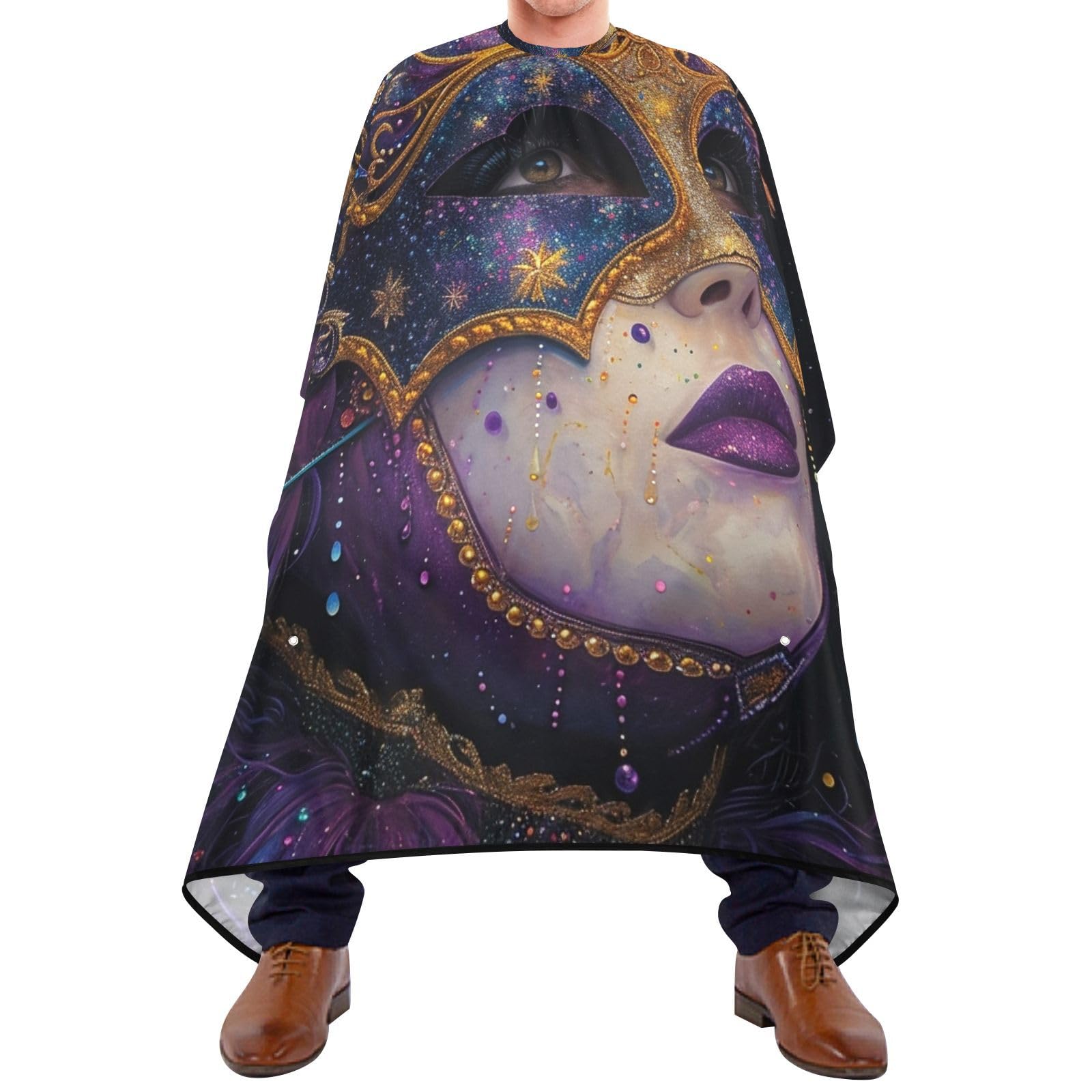 Hezely Mardi Gras Mask Hair Dye Cape, Barber Cape for Adults,Waterproof Salon Cape,Waterproof Hairdressing Styling Hair Cutting, 65