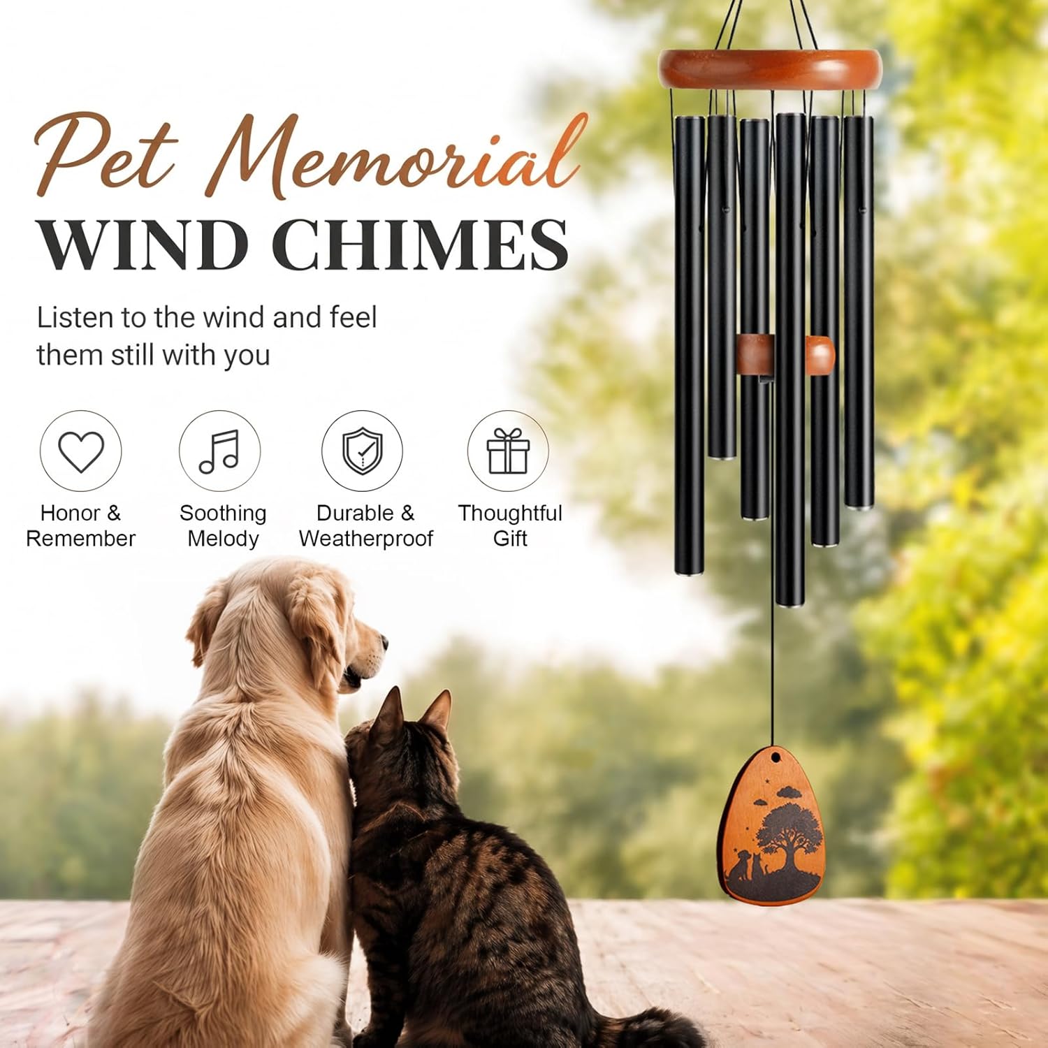 Pet Memorial Gifts for Dogs, 28" Pet Memorial Wind Chime, Loss of Dog Sympathy Gift, Pet Passing Away Decor with Remembrance Bereavement Gift for Dog Cat