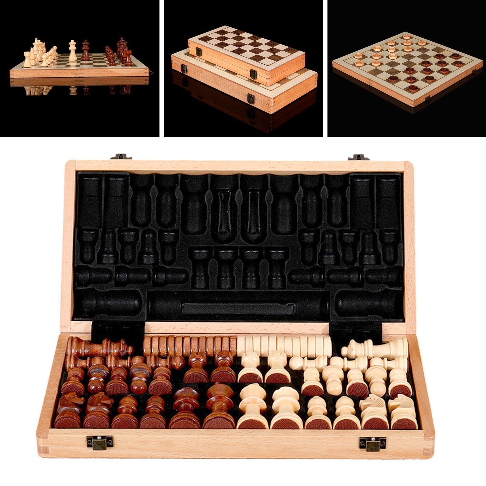 Elegante set di scacchi e dama portatile che semplifica il | gioco migliorando allo stesso tempo le capacità di pensiero. Set di scacchi per principianti con custodia da viaggio per