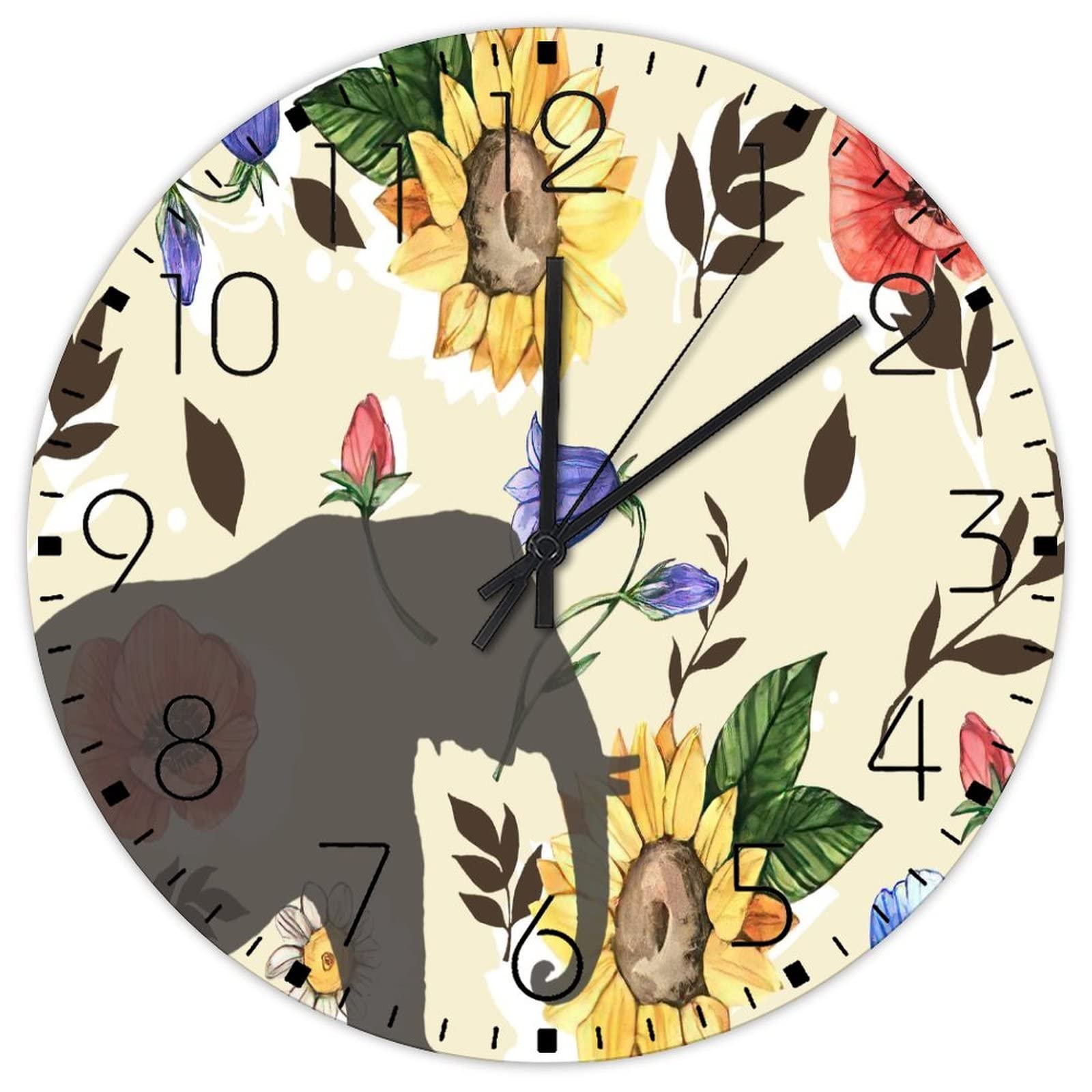Horloge murale sans tic-tac en bois silencieuse motif animaux vintage