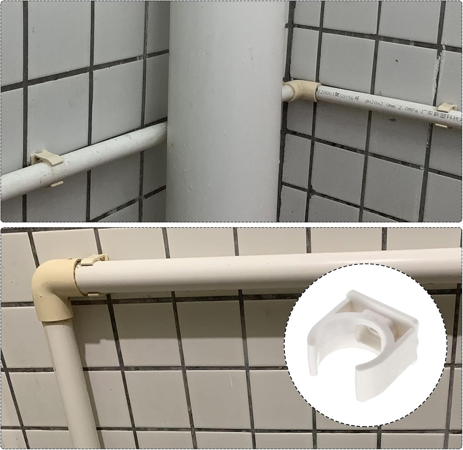 METALLIXITY PVC Water Pipe Clips (25mm/0.98") 100Pcs, Plastic U Shaped Pipe Fitting Clamps - for Tubing Hose Water Supply, White