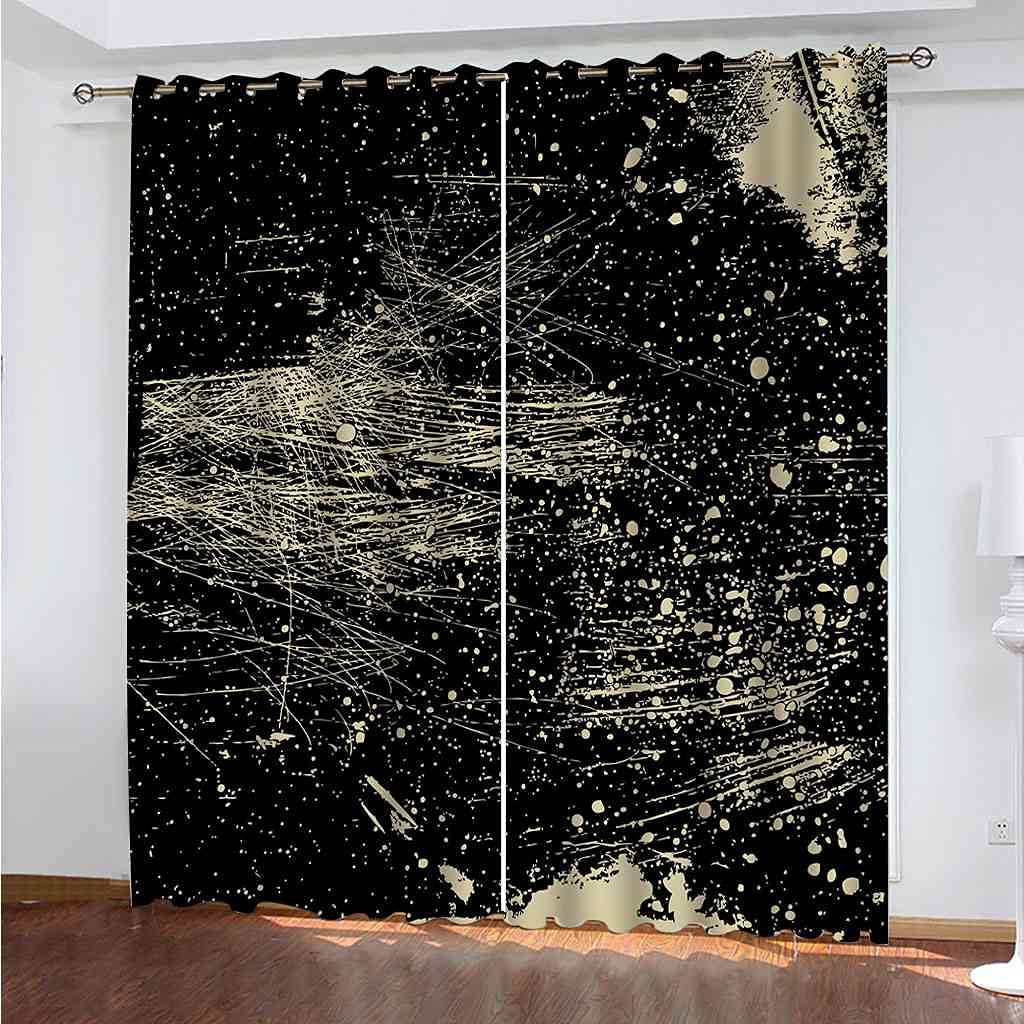 Rideau de salon art abstrait noir et blanc 264x160 rideau occultant enfant