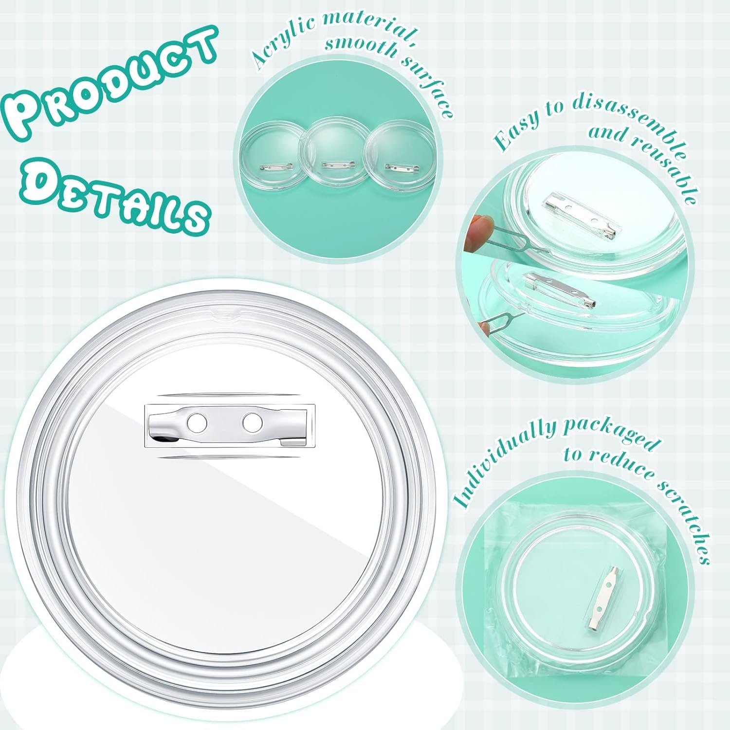 FINDIR 32pcs Badge Transparent Plastique Rond Faire Ses Badges Personnalisés Badges Ronds Personnalisables 60mm Pour Fournitures D' Artisanat Vêtements Badges De Bricolage