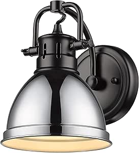 Golden Lighting 3602-BA1 BLK-CH Duncan Bath Vanity, 8.25"L x 6.5"W x 8.5"H, Matte Black with a Chrome Shade