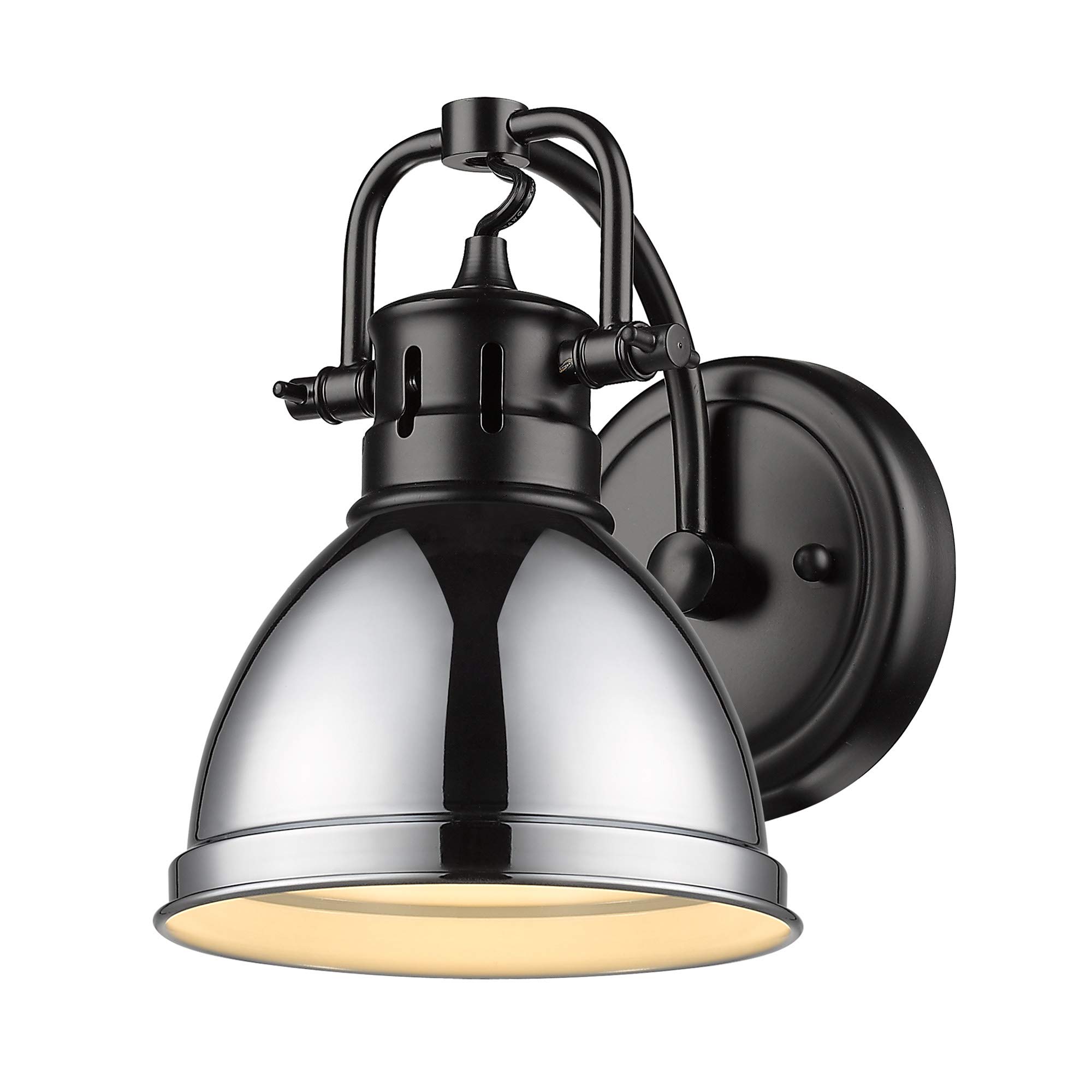 Golden Lighting 3602-BA1 BLK-CH Duncan Bath Vanity, 8.25"L x 6.5"W x 8.5"H, Matte Black with a Chrome Shade