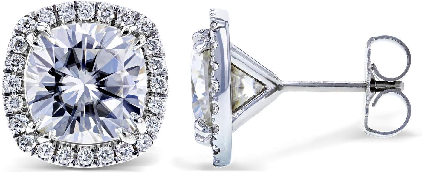 Kobelli Moissanite Halo Formal Stud Earrings 6 CTW in 14K White Gold