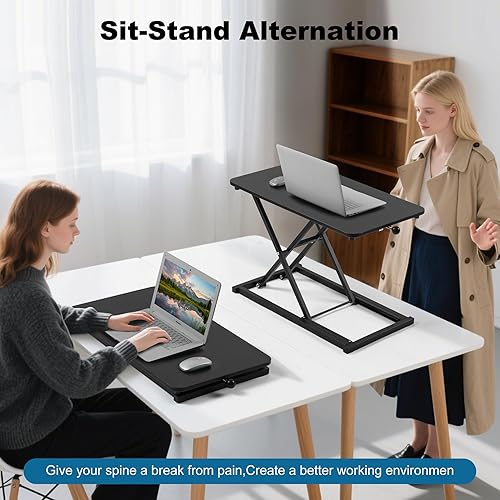 Miniatura 2 de Convertidor de escritorio de pie ajustable en altura, soporte de teclado de computadora para escritorio, elevador de teclado para elevador de