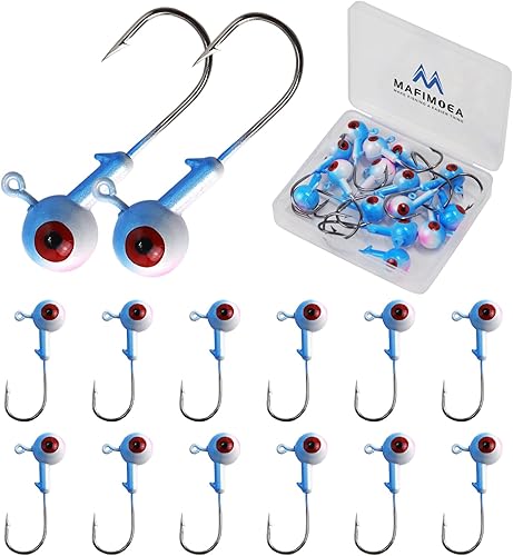 Miniatura 10 de MAFIMOEA 10-20pcs Unpainted Round Head Jig Fishing Hooks Underspin Jig Heads 18OZ 316OZ 14OZ Walleye Jigs for Bass Trout Crappie Fishing Jig