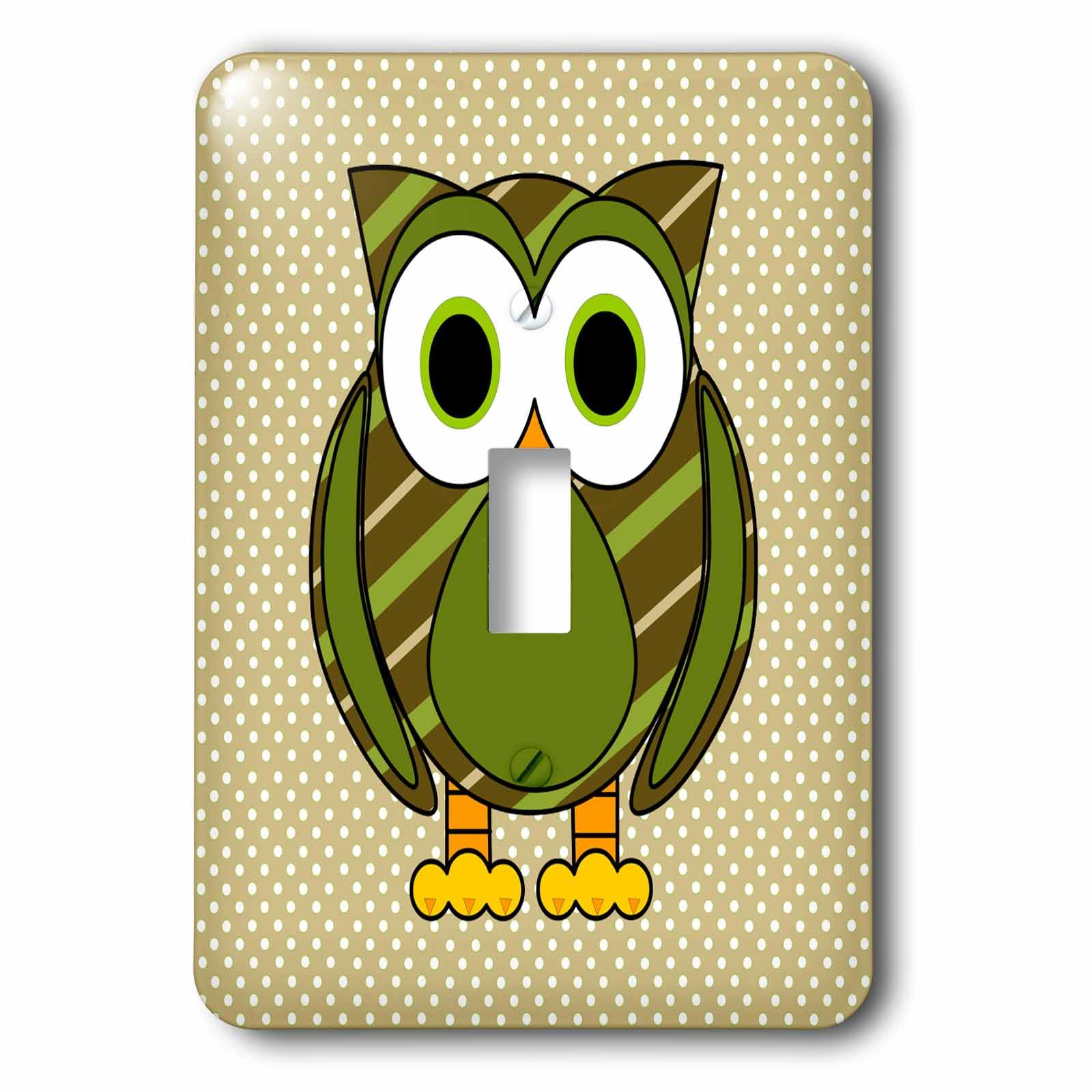 Interrupteur de haute finition hiboux verts et pois 3dRose LSP_57129_1 plaque murale