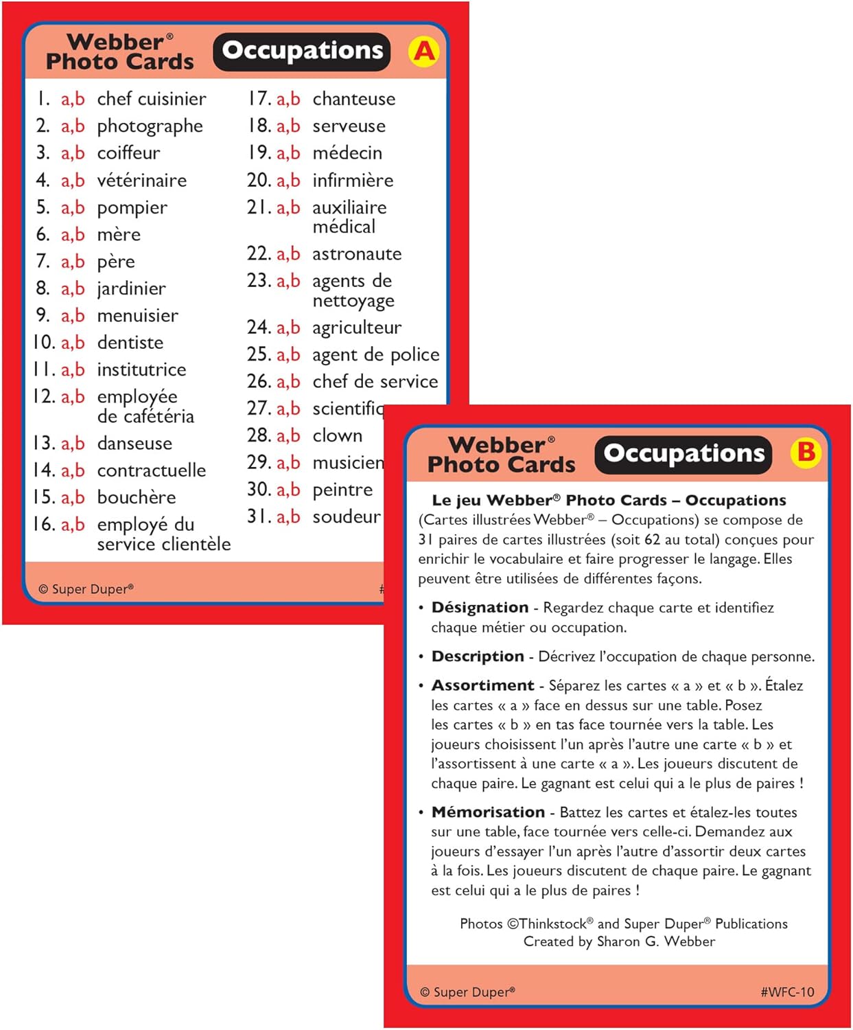 Super Duper Publications | Webber® Occupations Careers Photo Flash Card Deck 3rd Edition | Educational Learning Resource for Children