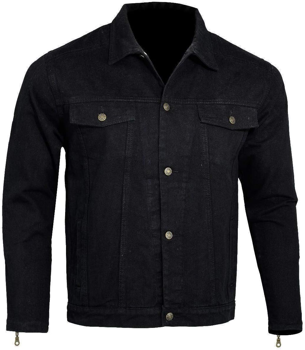 Bikers Gear Unisex Dj401blk-m Australia Kevlar Lined Denim Jacket With Removable CE Protectors – Black, Black, M EU