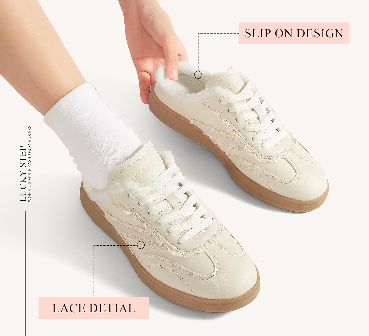 LUCKY STEP Women’s Mule Fashion Sneakers Slip On Backless Walking Shoes Winter Retro Comfy Casual Sneaker - Image 5