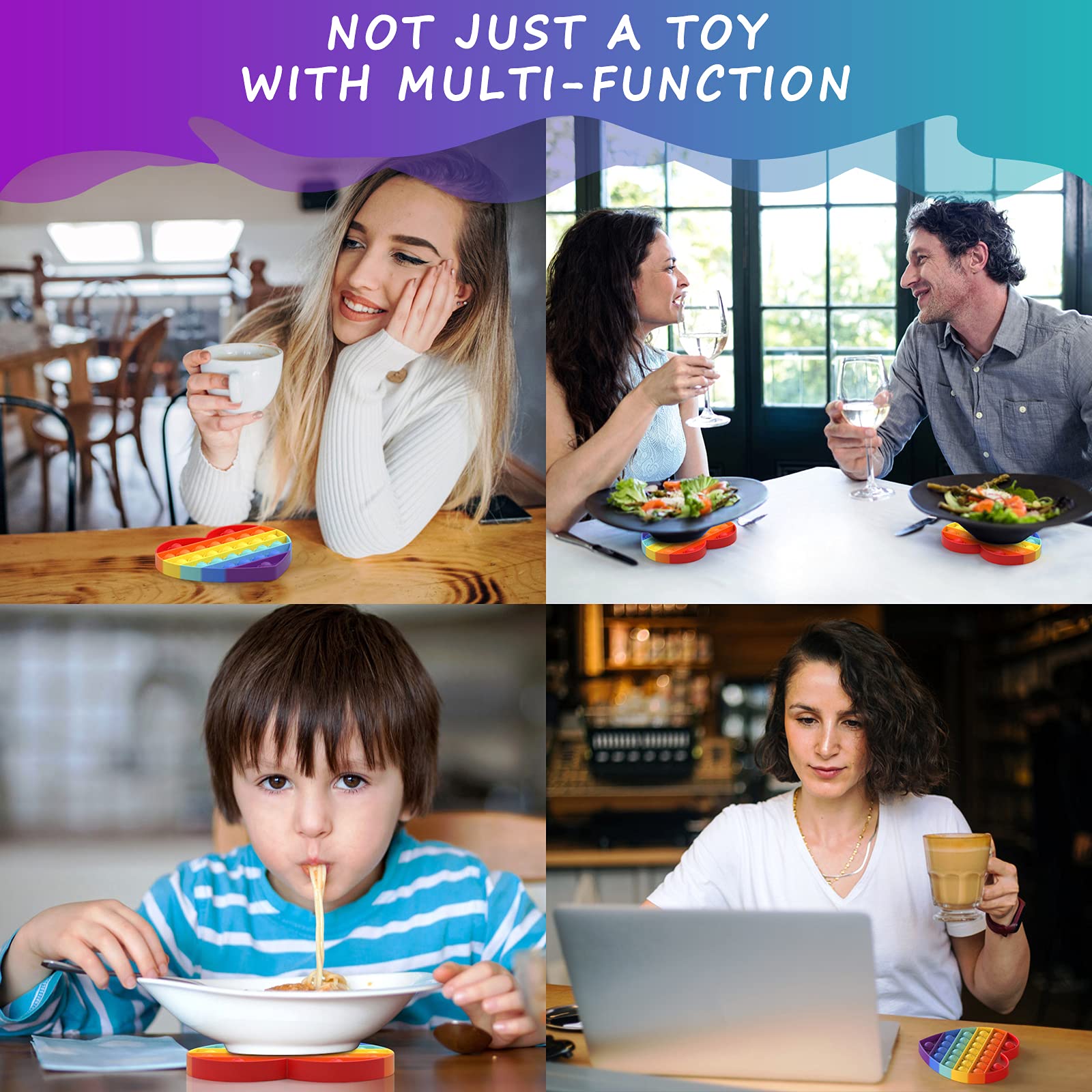 Bdwing Silicone Push e Pop Bubble Sensory Fiddling Toy, Ansia di Soccorso Finger Toy Autismo Bisogno Speciali Unpacking Stress Relief per Bambini e Adulti(Multicolore-Heart)