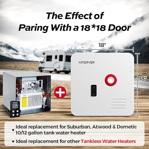 Miniatura 3 de KINGRVER Kit de puerta blanca de 18 x 18 pulgadas, esto solo es para calentadores de agua sin tanque KINGRVER RV sin puerta, calentador de agua no