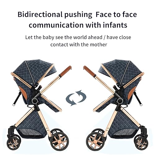 Miniatura 4 de MoLi 2 in 1 Baby Bassinet Stroller, Convertible Foldable Standard Stroller, Reversible Pushchair Infant Buggy Carriage, Portable High Landscape Pram