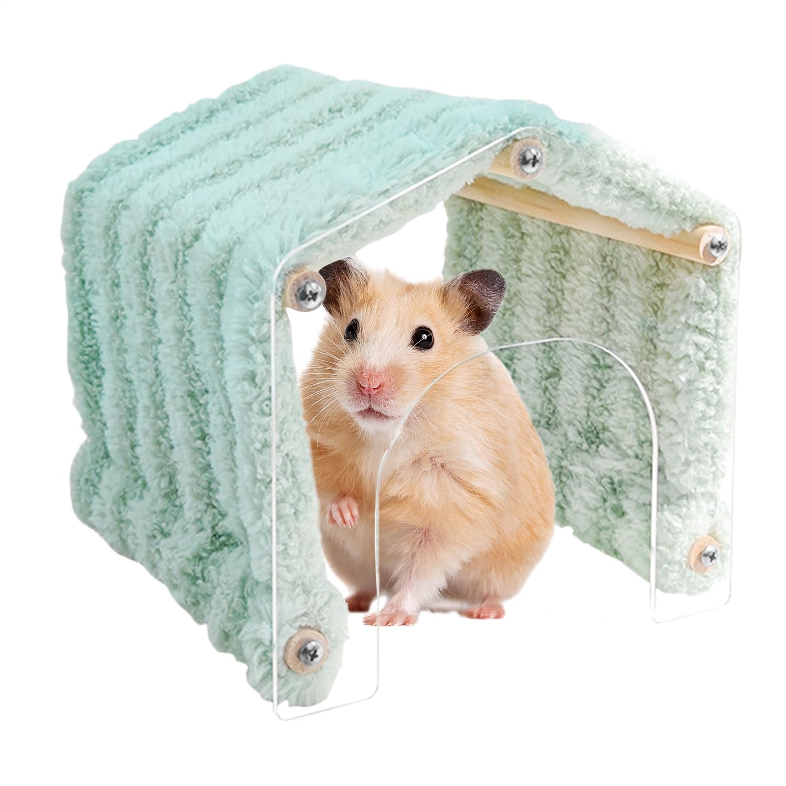 Tunnel pour hamster avec porte en acrylique et finitions en peluche douce de qualité supérieure