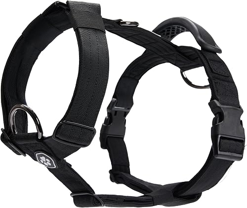 Spark Paws No Pull Dog Harness with Handle for Large Dogs, Heavy Duty Dog Harness for Big Strong Breeds, Adjustable, Y Shaped Padded Halter Design with Front Clip - Black - S