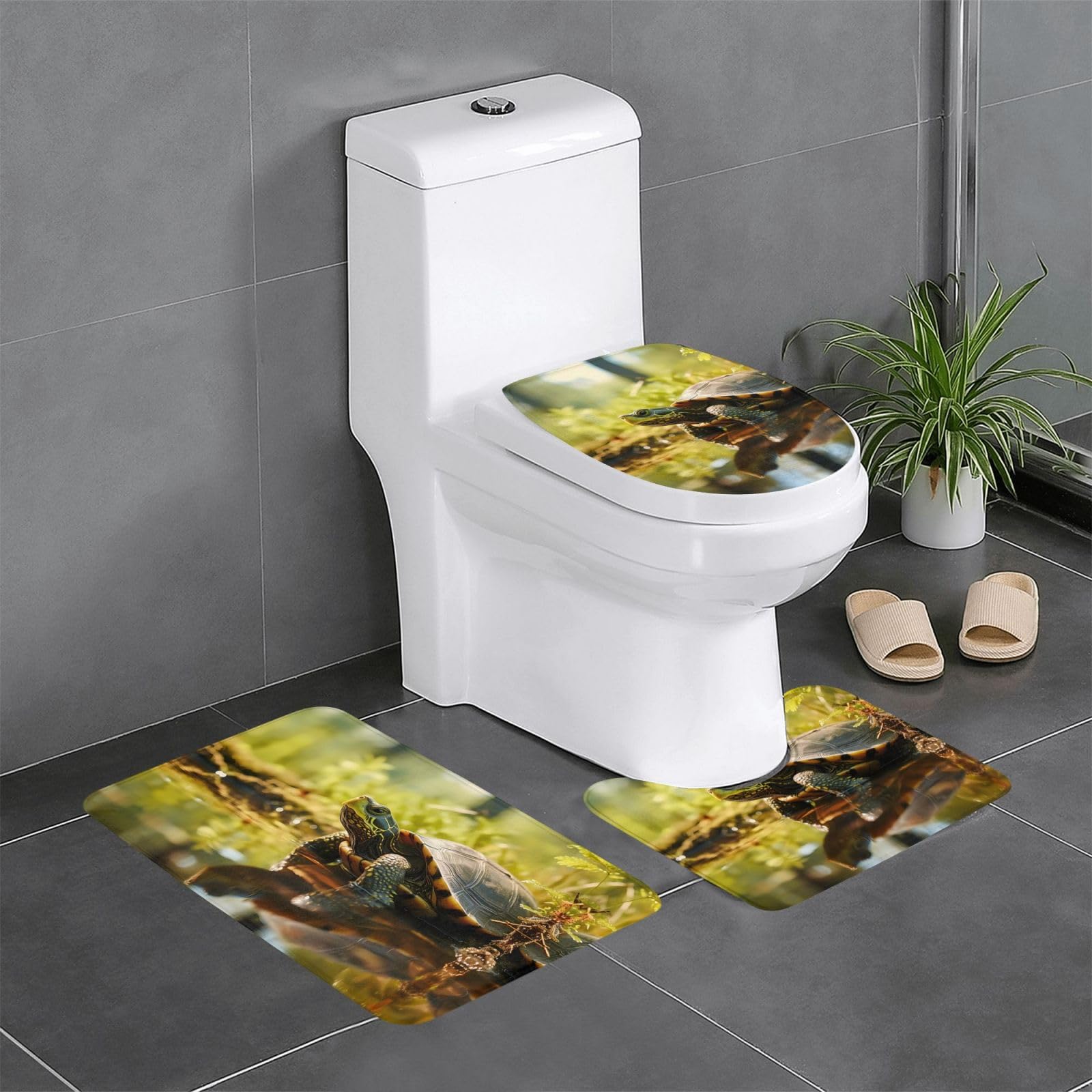 Tapis de salle de bain antidérapants motif tortue pour réveiller la décoration de vos toilettes