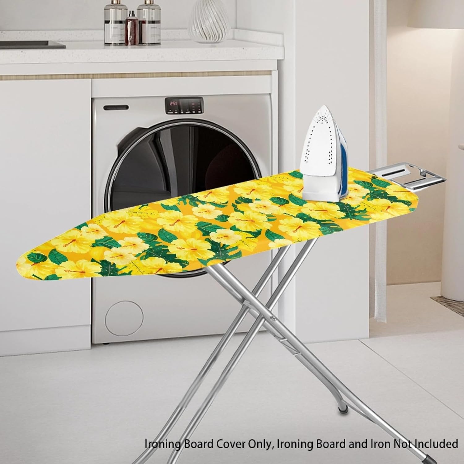 Flowers Ironing Board Cover,16"x55" Standard Ironing Board Cover with Elastic Edge and Hook and Loop Fasteners, Scorch & Stain Resistant, Polyester Home Ironing Board Covers, Watercolor Floral