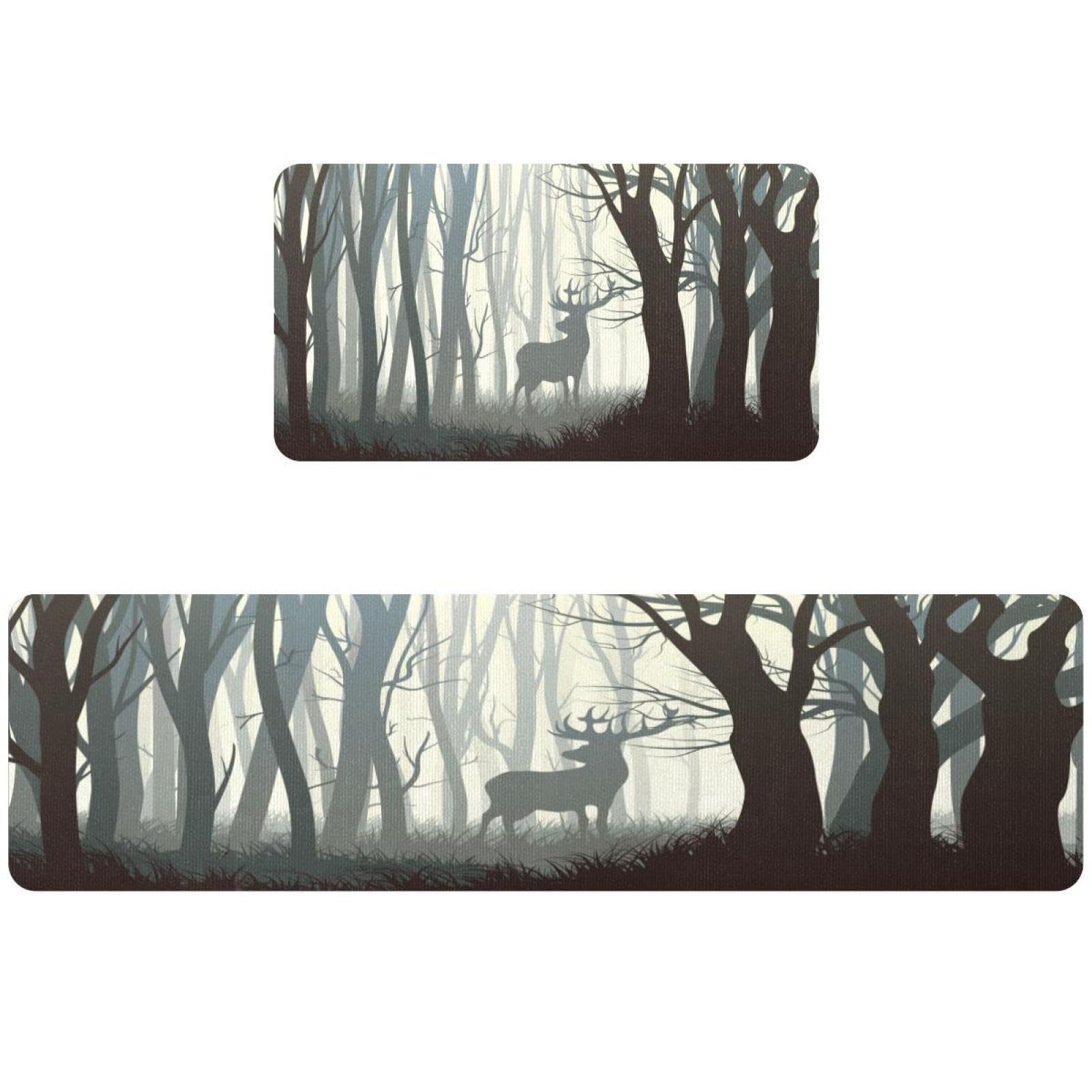 Tapis de cuisine antidérapants et lavables en lot de 2 style nature