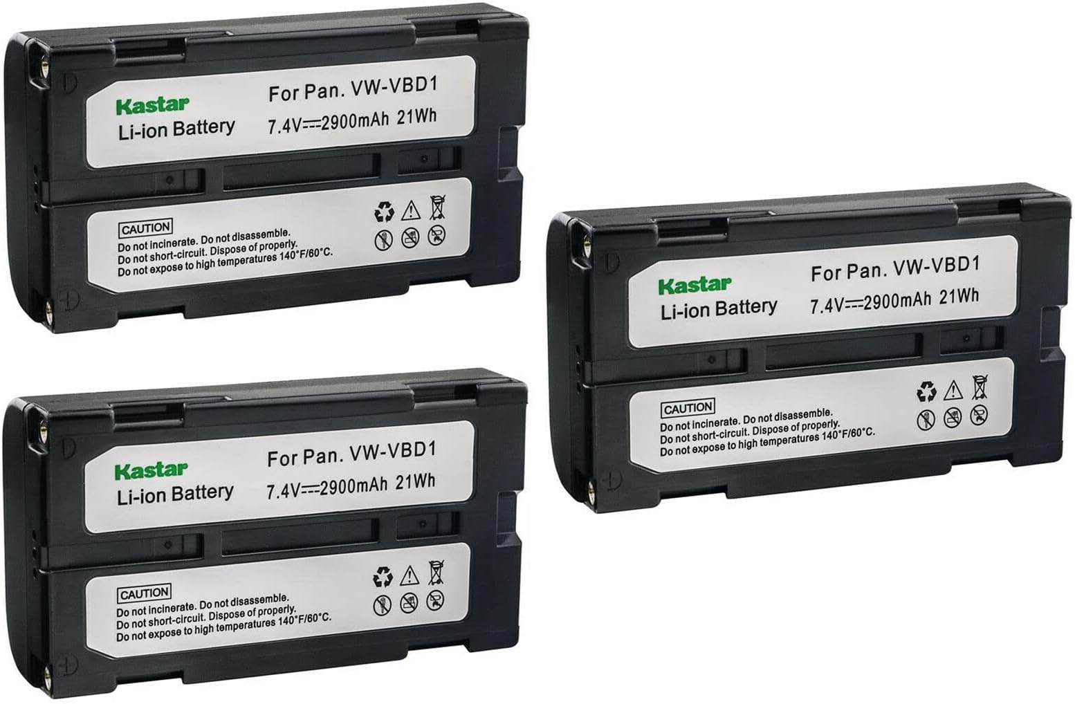 Kastar 3-Pack VW-VBD1 Battery Replacement for Hitachi VM-BPL13, VM-BPL13A, VM-BPL13J, VM-BPL27, VM-BPL27A, VM-BPL30, VM-BPL60 Battery, VM-645LA, VM-945LA Charger, Hitachi VM-D, VM-E, VM-H Series