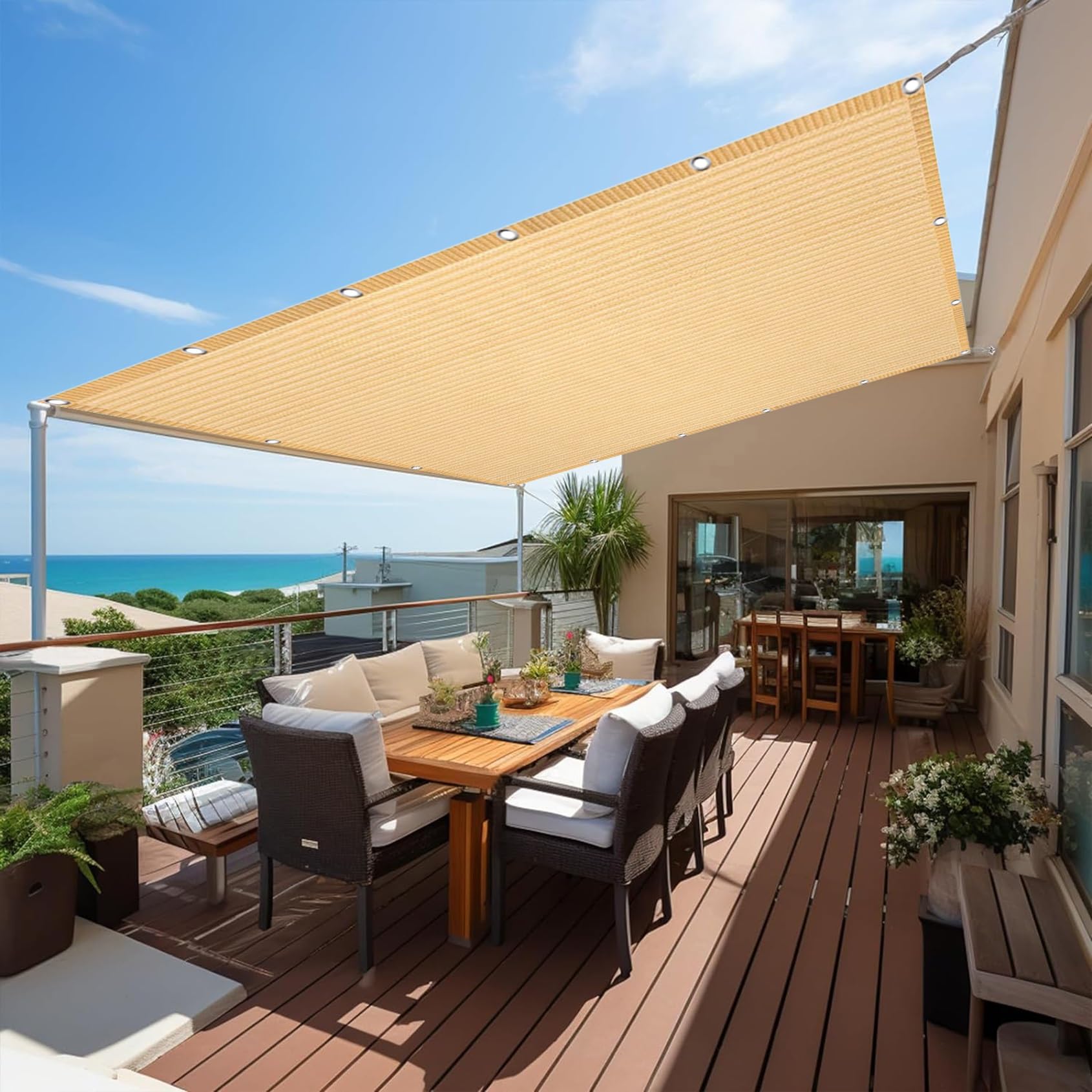 Voile D'ombrage, Voile Ombrage Imperméable, Protection UV Avec Coupe Vent Respirant Toile Pour Pergola Terrasse Balcon Jardin Exterieur 3 X 3m 92291297