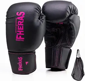 Luva de Boxe Muay Thai MMA Pro Black Pink Fheras 12Oz