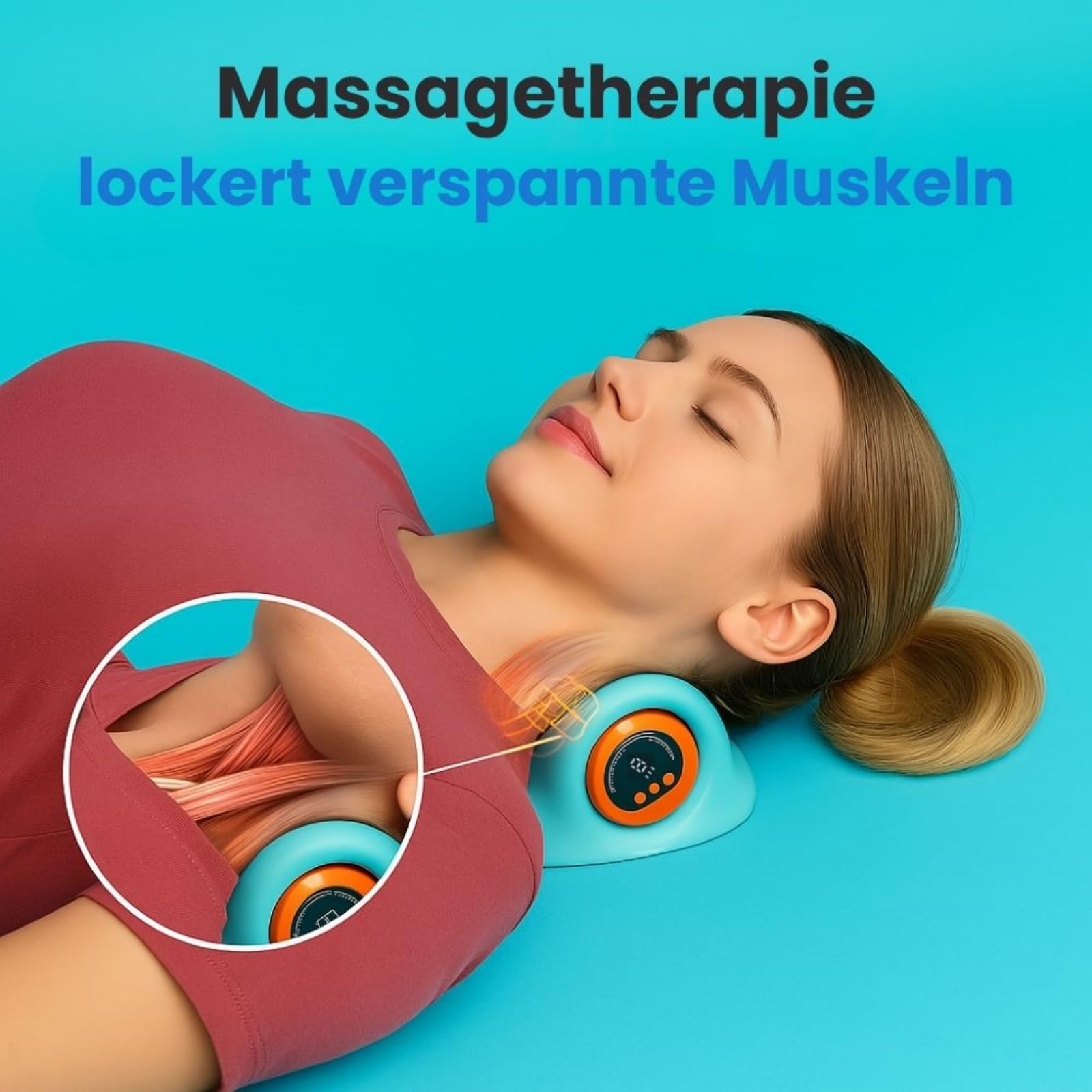 azouna SmartNeck 4-in-1 Nackenmassager，Sechs Massageintensitäten, innovative EMS-Niederfrequenztechnologie, konstante Temperaturheizung, komfortables Erlebnis