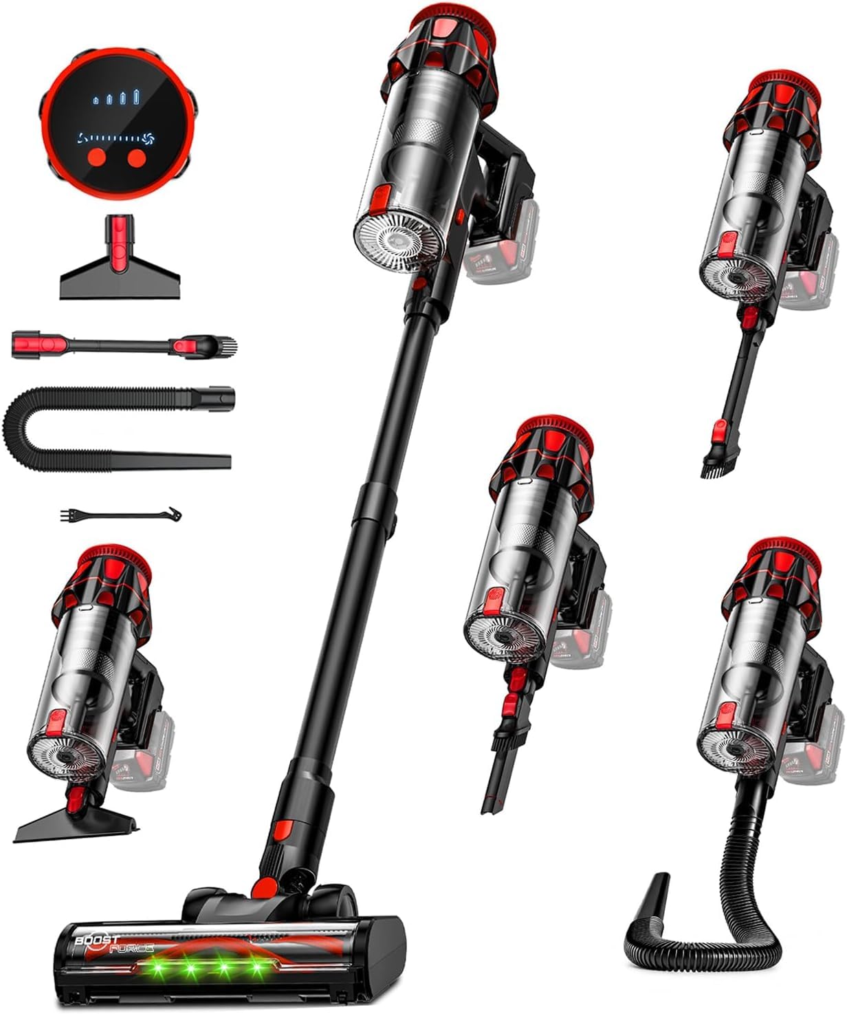 Cordless Vacuum Cleaner for Milwaukee Battery, 45KPA 400W Vacuum Cleaners for Home, Self-Standing Stick Vac w/ LED Display, Anti-Tangle Lightweight Vacuum for Carpet, Floor, Car(Battery Not Included)