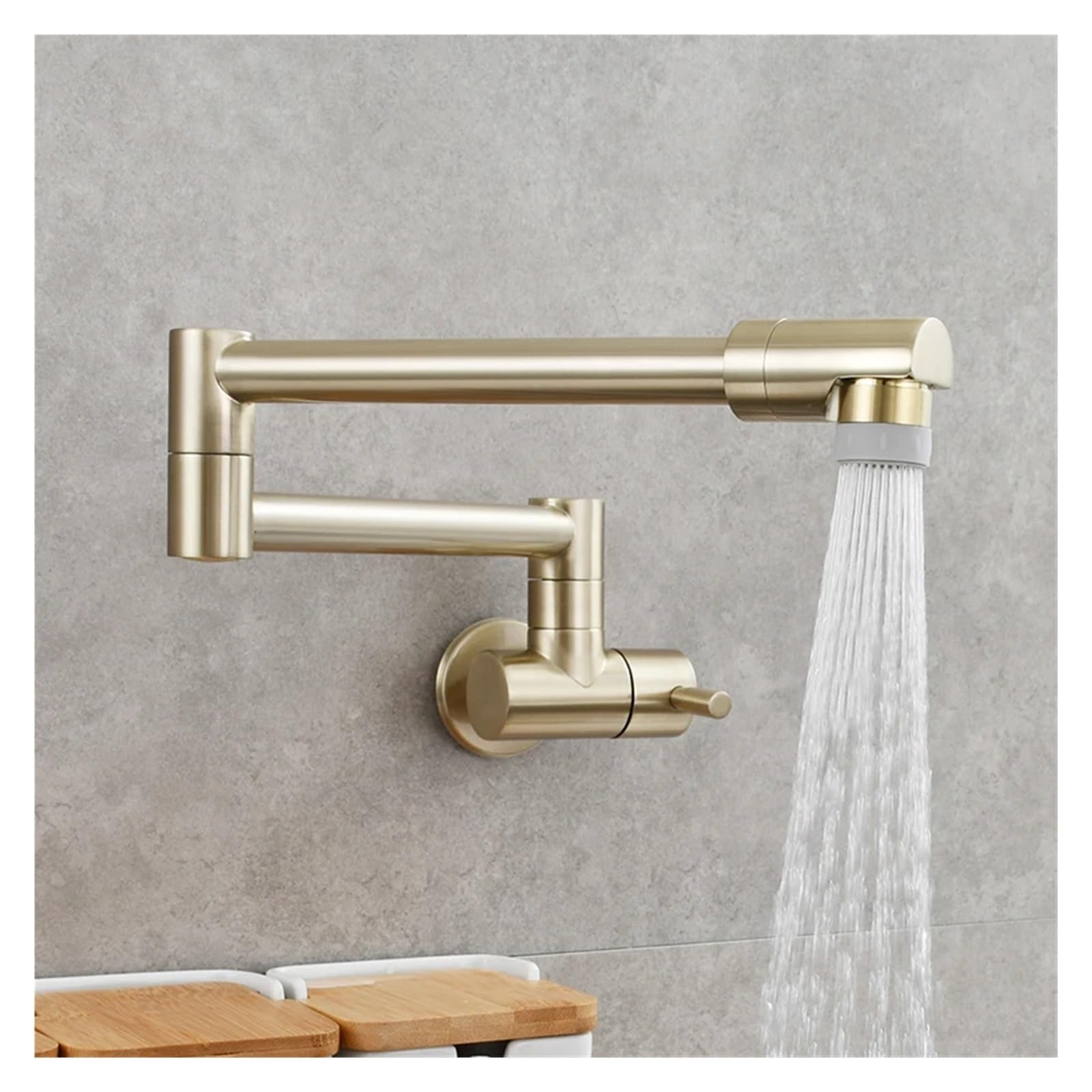 Ewsdsfs 2 Function Brushed Brass Pot Filler Faucet 360 Rotatable Folding Lengthened Tap Wall Mount Kitchen Cold Water(2 Function Brushed)