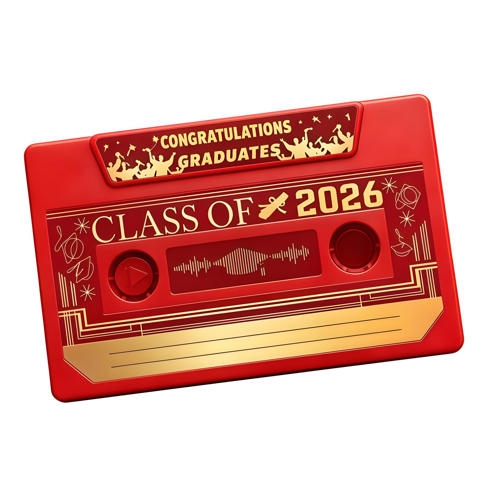 Kalttoy Retro Tape Themed Graduation Card with Sound Messages for Class of 2026 Graduate Seniors Commencement Gift Graduation Voice Card
