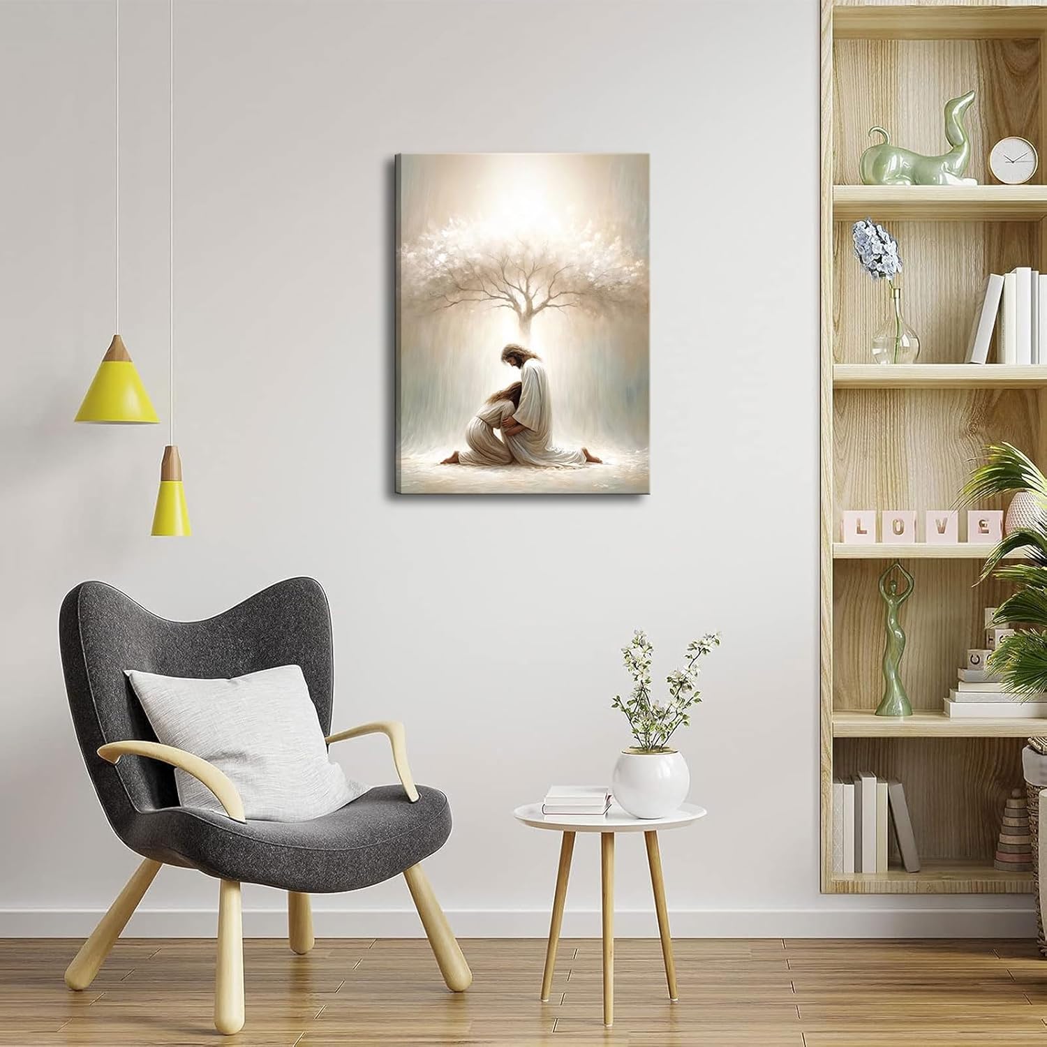 Jesus Hugging Woman Canvas Wall Art Christian Jesus and Women Prayer Wall Decor Pictures Religious Healing Embrace Poster Print for Bedroom Living Room Church Home Decoration 16x24in - Image 3