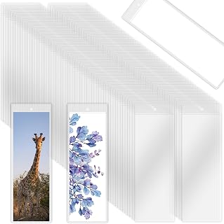 252 Pcs Bookmark Sleeves, Plastic Blank Bookmark Holder Clear Bookmark Covers for DIY Bookmarks and Picture Protection, 2.37 x 6.3 Inches