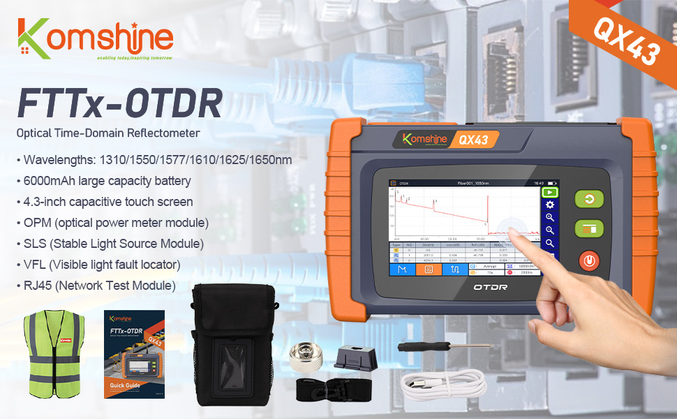 Amazon.com: KomShine QX43 FTTx Fiber OTDR 1650nm 24dB OTDR Built
