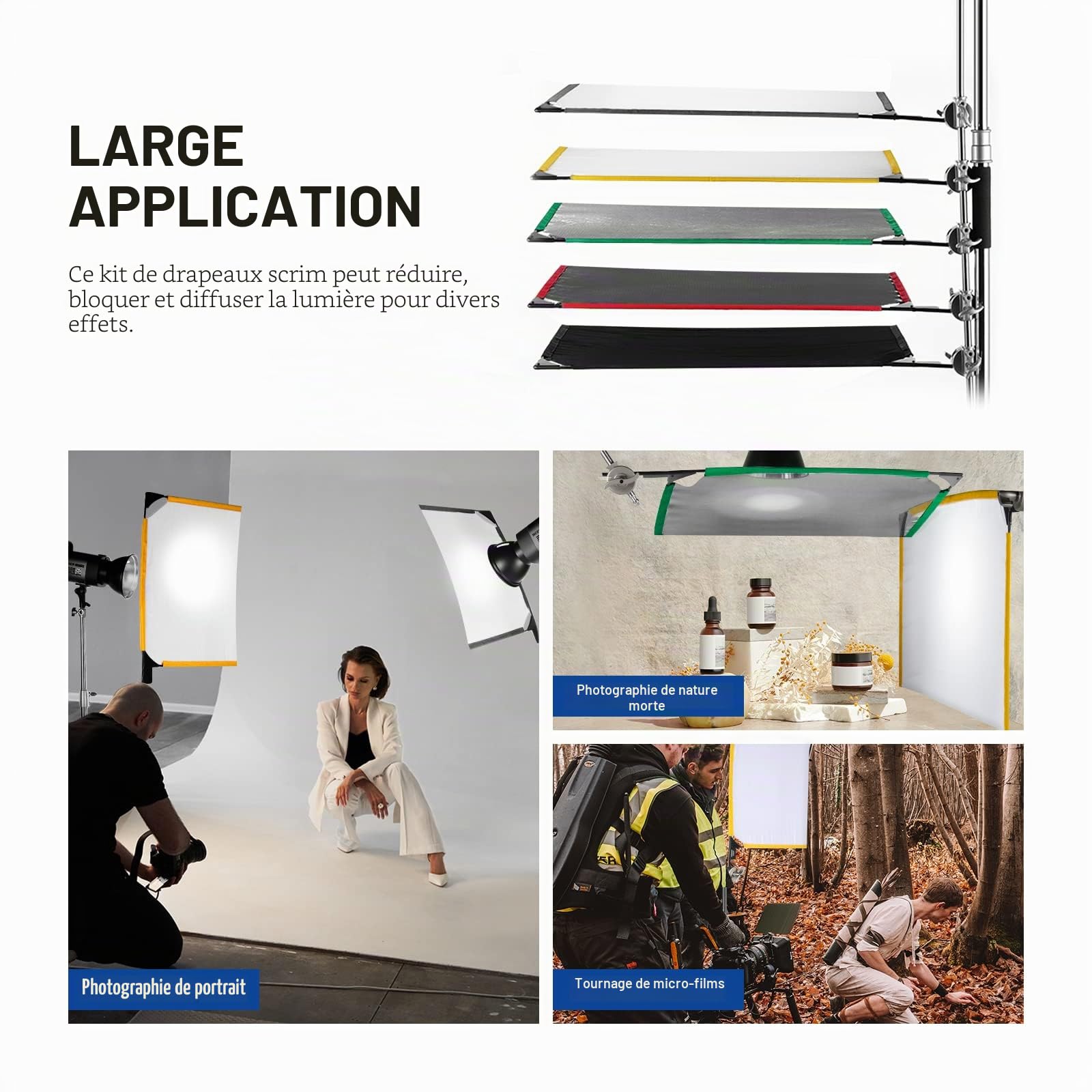 Neewer SF4560F Kit de Drapeau Pliable 5 en 1 pour Photographie, réflecteur, modificateur de lumière, pour Effets Doux, diffusés et Lumineux, Sac de Transport Inclus, 45 x 60 cm