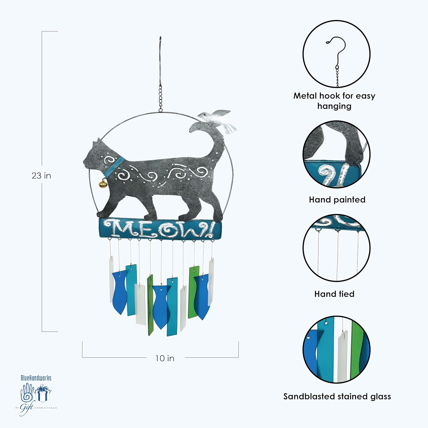 Blue Handworks Kittie Meow Glass Chime