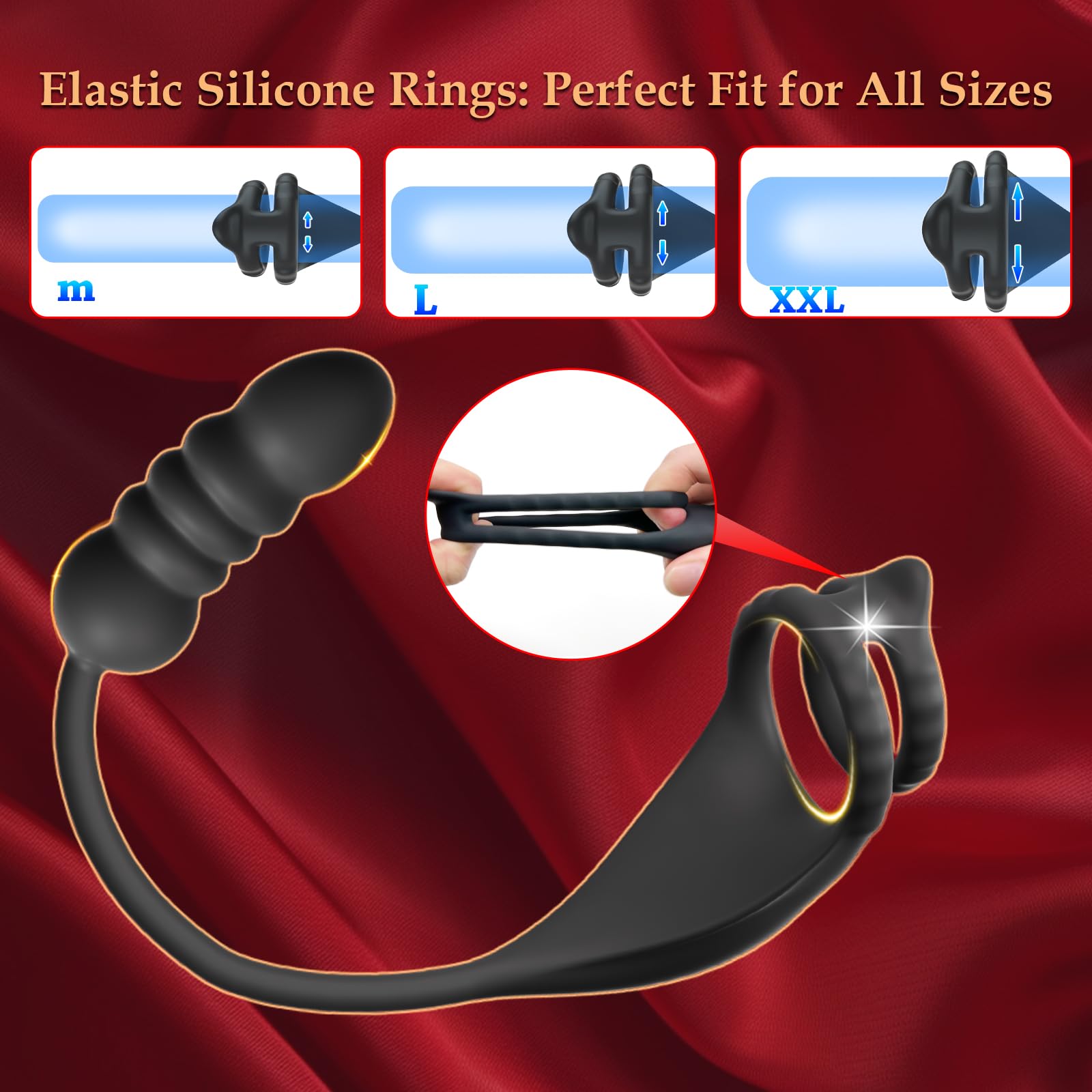Thrusting Massaggiatori Prostata con Anelli per Uomo e Coppia, Vibratore Sex Toys per Stimolare il Anali Uomo, Medical Silicone Penis Ring con 9+9 Modalità, Morbido ed Elastico, Durevole (YDL-013)