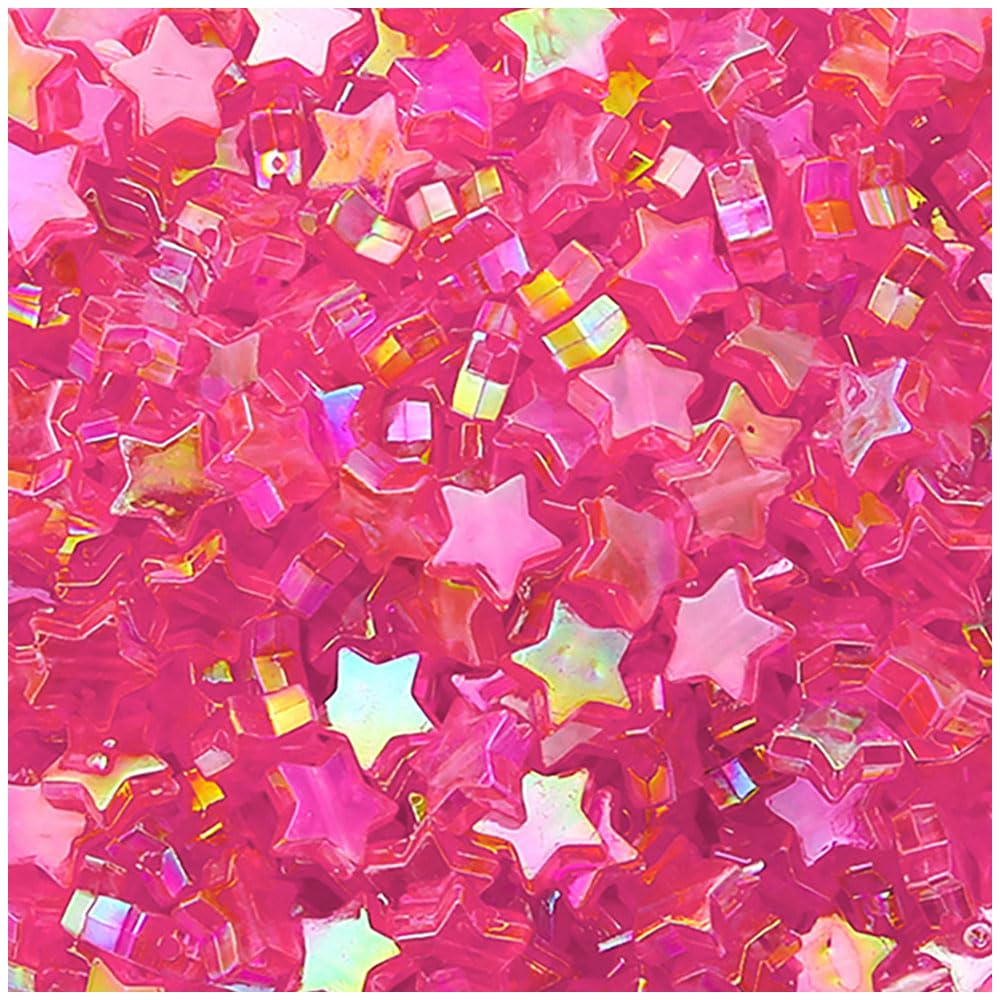 Leliafleury 1 Pack Rose Red Acrylic Star Beads 11x10mm Clear AB Color Star Spacer Beads for Beading DIY Crafts, About 100Pcs