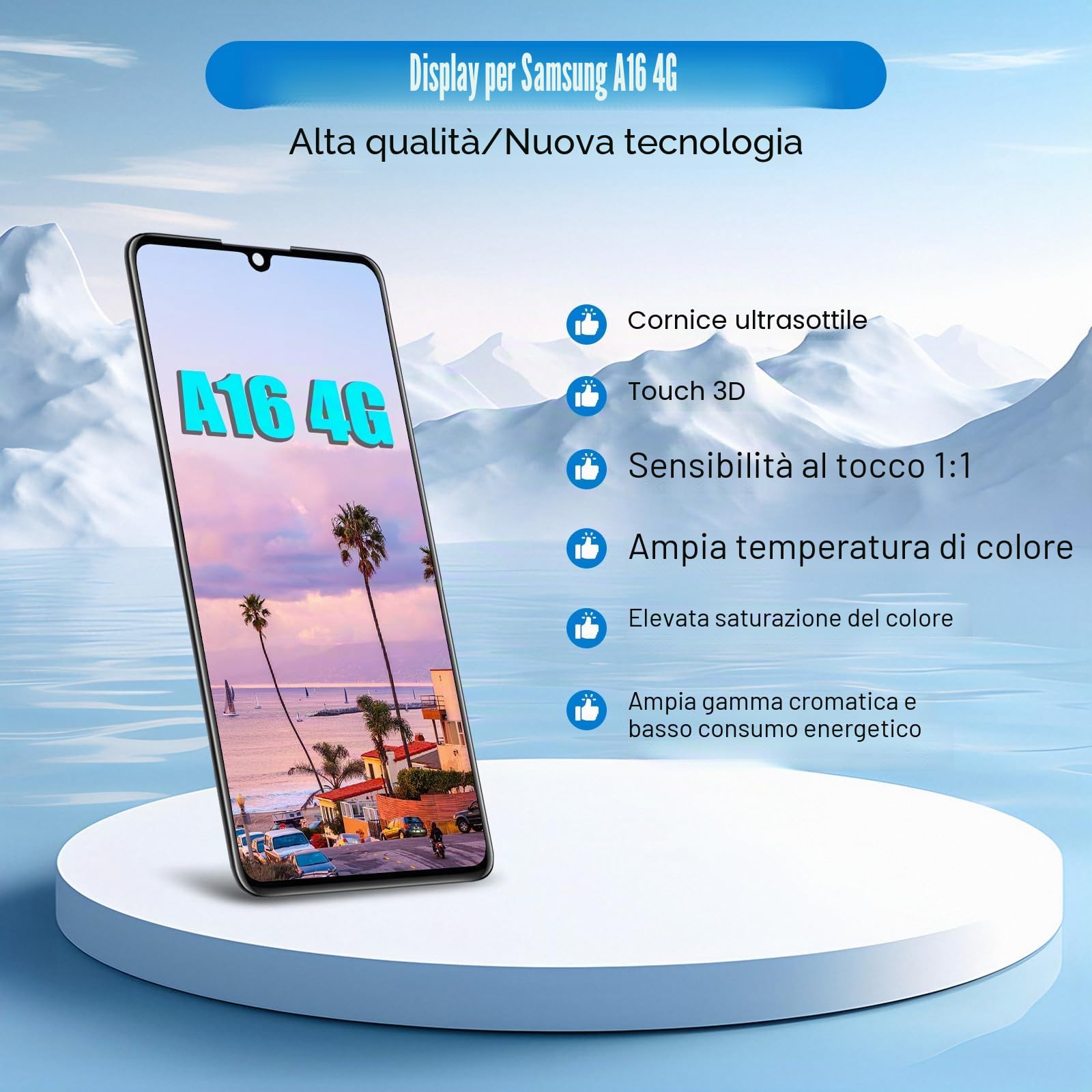 DTD Schermo per Samsung Galaxy A16 4G A165F/A165M LCD Sostituzione dello Schermo Digitizer Touch Screen Montato Ricambio con Strumenti (nero con Telaio)